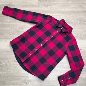 Orvis Women's Pink Navy Buffalo Plaid Fleece Lined Shirt Jacket M